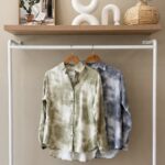 Tie dye button down satin shirt