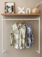 Tie dye button down satin shirt