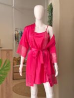 Fuschia robe & dress satin pajama - Image 2
