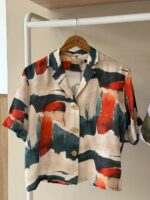 Abstract print linen button down shirt - Image 2