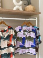 Abstract print v-neck linen top - Image 2