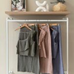 Ruffled one shoulder top linen blend skirt set