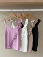 Asymmetric ruffle trim v-neck camisole top - Image 2