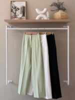 High waist straight leg trousers
