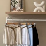 Belted high waist linen shorts
