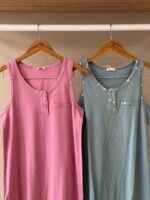 Polka dot trim henley nightshirt - Image 2