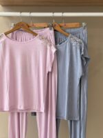 Lace trim ribbed pajama - Image 3
