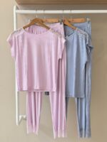 Lace trim ribbed pajama - Image 2