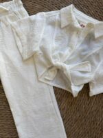 White Embroidered Shirt and Pants Set