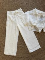 White Embroidered Shirt and Pants Set - Image 2