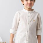 White Mandarin Collar Shirt