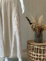 Lace-inset linen maxi beige dress - Image 3