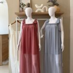 Tie strap braided neckline chiffon maxi dress