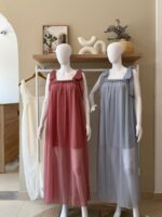 Tie strap braided neckline chiffon maxi dress