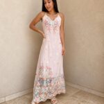 Lace trim floral maxi dress
