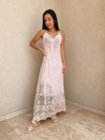 Lace trim floral maxi dress
