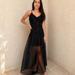 Rosette sheer maxi dress
