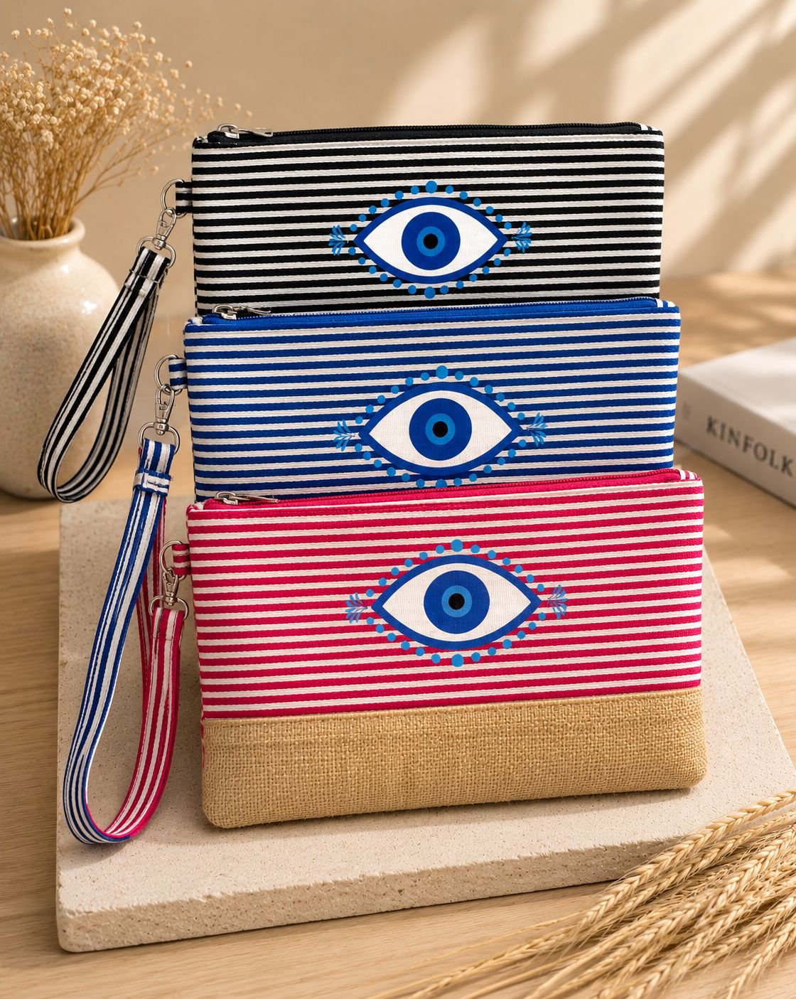 2026/06/1000673432.jpg Striped mystic eye canvas wristlet - Image 1