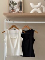 Classic square neck cotton tank top