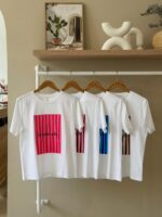 'La dolce vita' striped graphic t-shirt