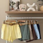 Belted linen shorts