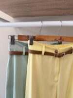 High waist linen belted trousers - Image 2