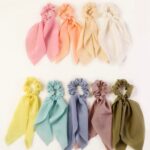 Chiffon bow scarf scrunchie