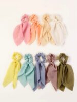 Chiffon bow scarf scrunchie