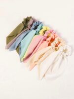 Chiffon bow scarf scrunchie - Image 2