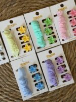 Mini flower clip & ruffled scrunchie set - Image 2
