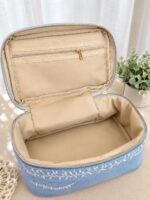Floral embroidered blue toiletry bag - Image 2