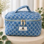 Embroidered toiletry organizer bag