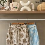 Vintage floral print denim skirt