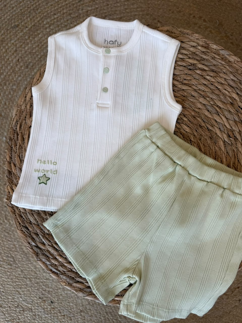 WhatsApp Image 2026-06-09 at 4.46.05 PM hello world short and shirt set mint - Image 1