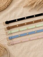Real suede belt with studded stars - Image 2