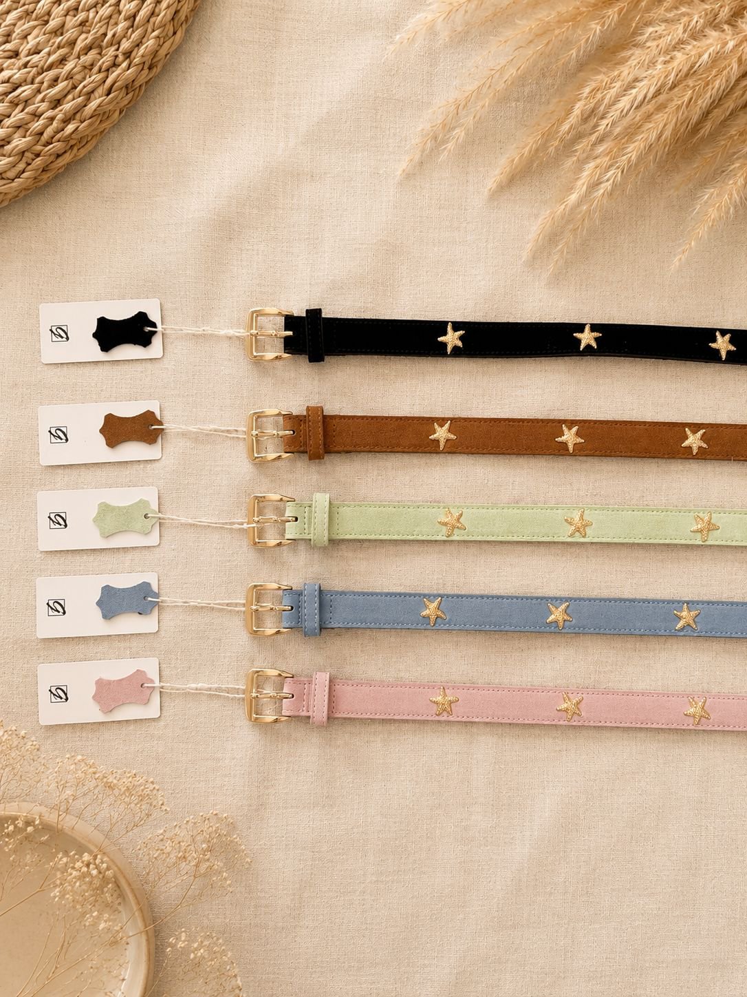 2026/07/1000686055.jpg Real suede belt with studded stars - Image 1