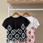 2 piece crochet cami and t-shirt