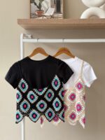 2 piece crochet cami and t-shirt