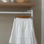 Tiered eyelet white mini skirt