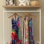 Tropical halter flare mini dress