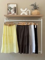 Belted tiered maxi skirt