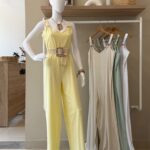 V neck linen wide leg jumpsuit