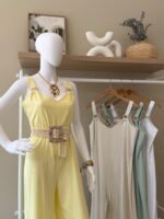 V neck linen wide leg jumpsuit - Image 2