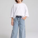 Wide leg elastic waist pant