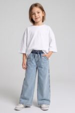 Wide leg elastic waist pant