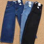 wide leg elastic waist denim pant