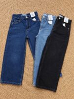 wide leg elastic waist denim pant