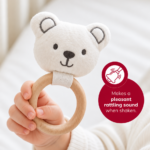 Baby toy with wood handle