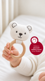 Baby toy with wood handle