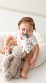 Bear pacifier holder and sleep companion